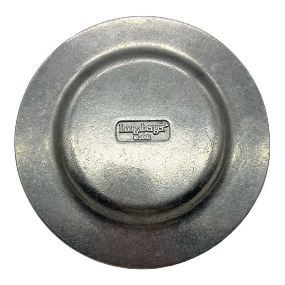 Vintage Longaberger Pewter Plate Candle Holder Oak Leaves Acorn Fall 2001 HTF - Picture 6 of 8